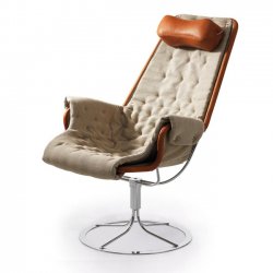 Jetsonfåtölj i läder Dakota Cognac Flax från DUX