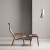 LAMINO Fåtölj + pall, bok/scandinavian grey/sahara