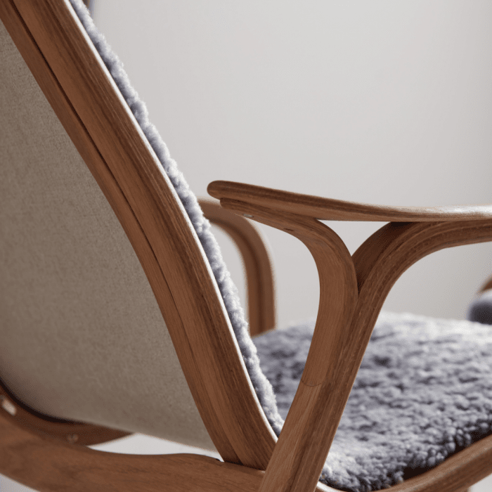 LAMINO Fåtölj + pall, ek/scandinavian grey