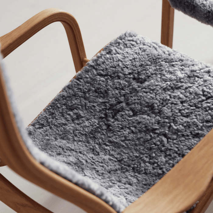 LAMINO Fåtölj + pall, ek/scandinavian grey